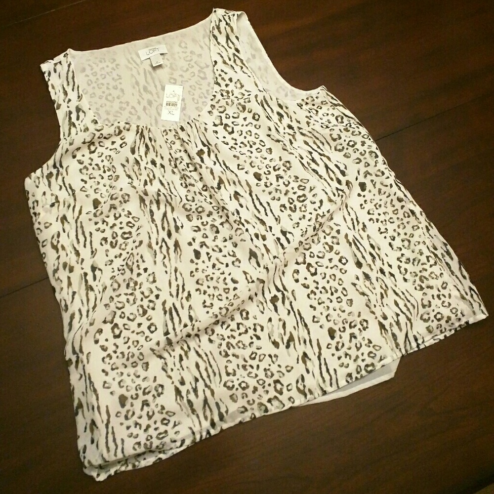 Ann Taylor LOFT Animal Print Sleeveless Top